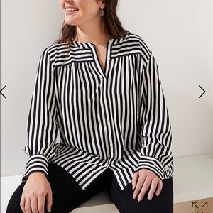 LOFT Button Up Striped Blouse